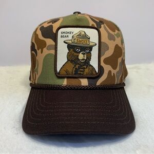 Smokey The Bear Patch Snapback Trucker Rope Hat Official License Camouflage